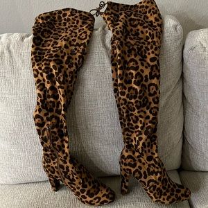 Cheetah Print Thigh High Boots